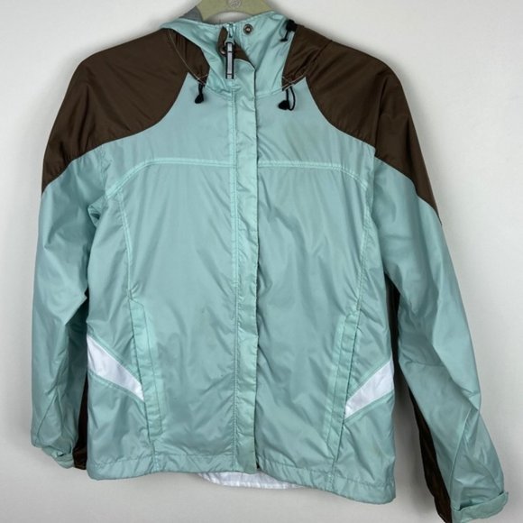 COLUMBIA Women's Light Windbreaker Mint Aqua Brown